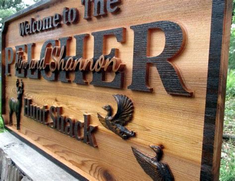 Yellow pine is also decay resistant. Custom Outdoor Name Sign Log Cabin Address Sign Cedar ...