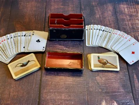 Vintage 1920s Playing Card Box W Two Decks Of John Waddington Playing