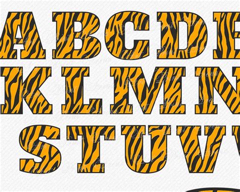 Tiger Font Svg Tiger Skin Font Animal Alphabet Svg Animal Etsy