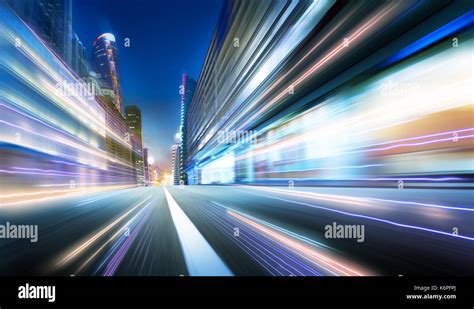 Moving forward motion blur background with light trails ,night scene ...