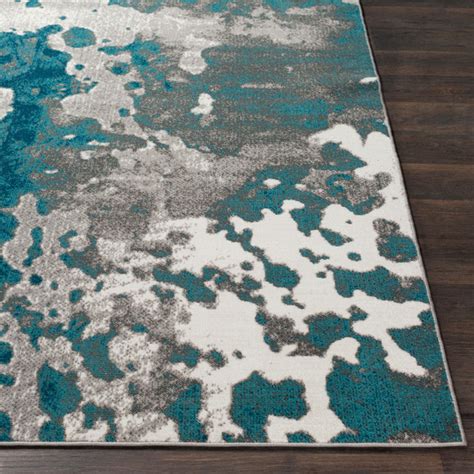 Rafetus Modern Teal Gray Area Rug Contemporary Area Rugs By