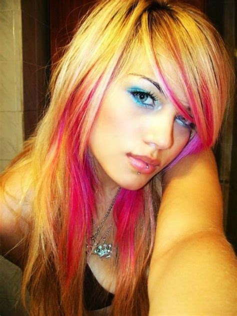 Blonde Hair With Peekaboo Pink Highlights 2015 Hairstyles Trend