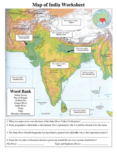 Ancient India Map Worksheet Pdf