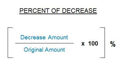 To find the percent increase, first we find the amount of increase, which is the difference between the new amount and the original amount. Percent of Decrease
