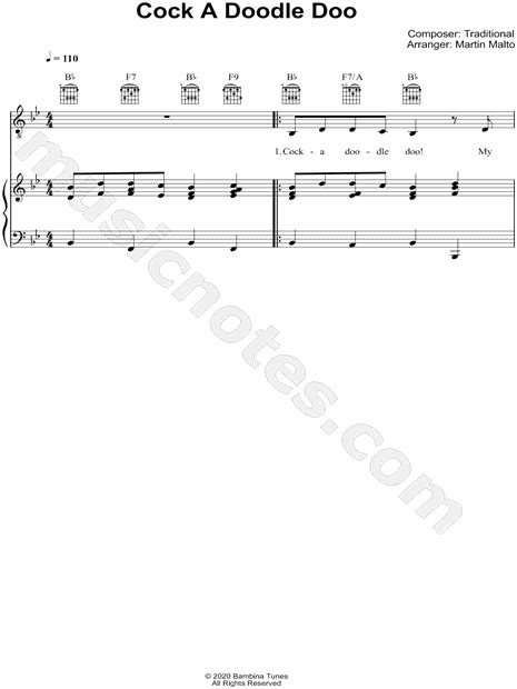 Traditional Cock A Doodle Doo Sheet Music In Bb Major Download And Print Sku Mn0210554