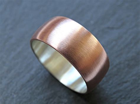 Copper Wedding Ring Mens Promise Ring Bold Copper Ring Etsy