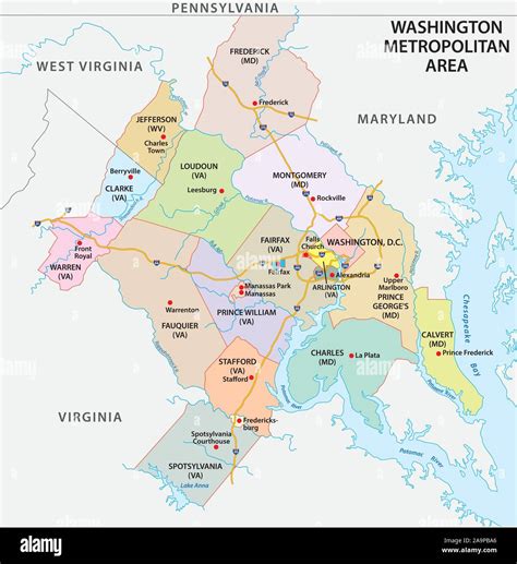 Mapa Del área Metropolitana De Washington Dc Es El área Metropolitana