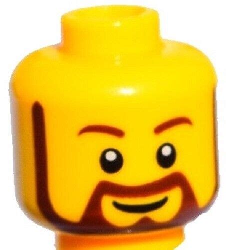 ☀️new Lego Minifigure Head Beard White Sideburns Moustache Eyebrows Old