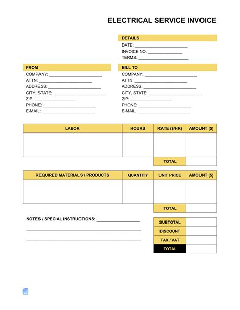 Electrical Service Invoice Template Invoice Maker