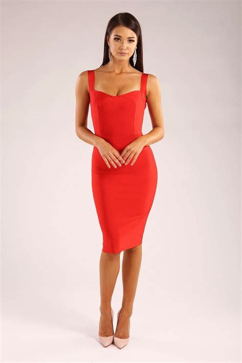 New Summer Fashion Sexy V Neck Backless Red Bandage Dress 2018 Elegant Celebrity Party Dress In