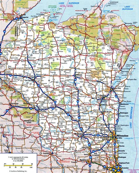 Highway And Road Of Wisconsinfree Maps Of Us Map Roadmap Wisconsin