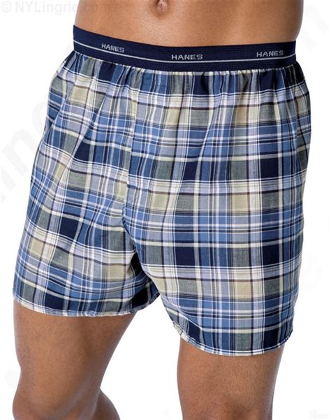 Mwcbx5 Hanes Mens Plaid Woven Boxers With Comfort Flex Waistband 5 Pack