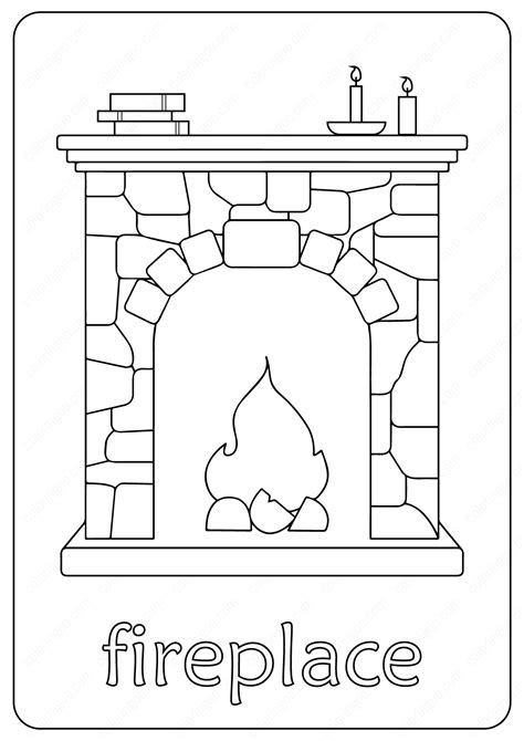 Free Fireplace Coloring Page Sketch Coloring Page