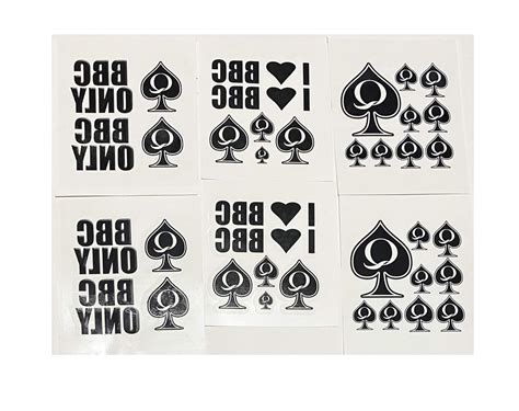 Sheet Temporary Tattoo Set QoS BBC ONLY I Love BBC Total Tattoos Queen Of Spades Amazon