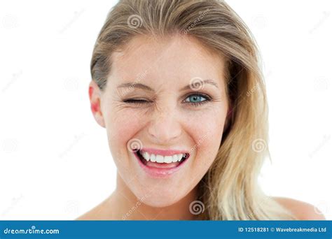 Charming Woman Winking Stock Image Image Of Portrait 12518281