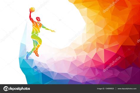 Polygonal Geometric Basketball Player Jump Shot Stock Vector By ©kluva