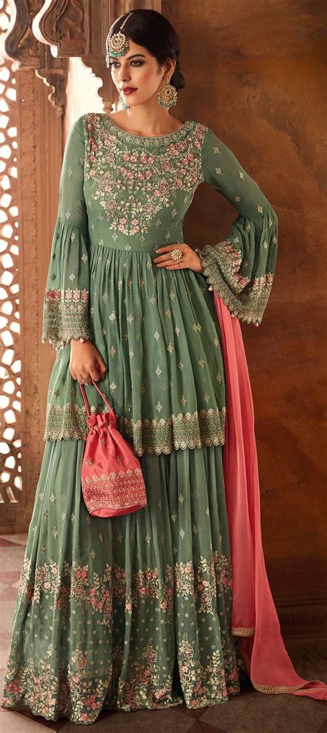 Bridal Green Color Georgette Fabric Salwar Kameez 1552843 Indian Dresses For Women Indian
