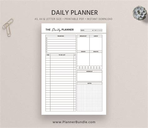 Daily Planner, Daily Schedule, Planner Refill, Planner Template, Planner Pages, Planner Design ...