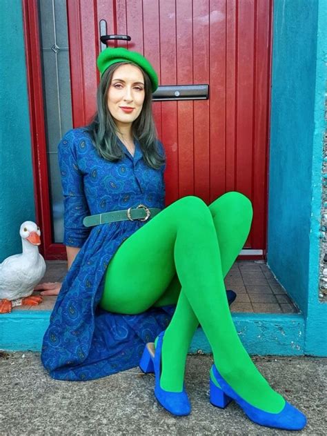 Coloured Tights Outfit Green Tights Tights And Heels Stockings Legs Nylon Stockings