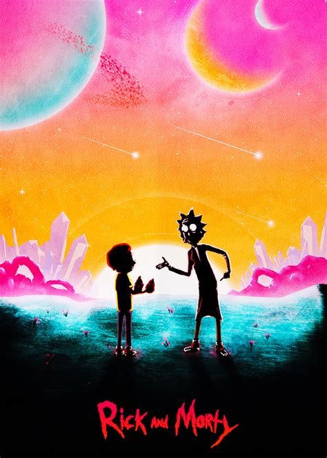 Great Poster From Rick And Morty Silhouette On Crystal Planet Trippy