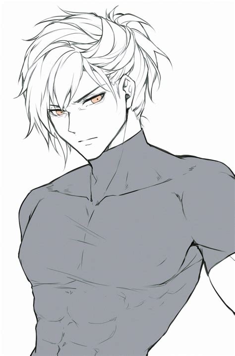 A Drawing Of A Man With Short Hair And An Unbuttoned Shirt On