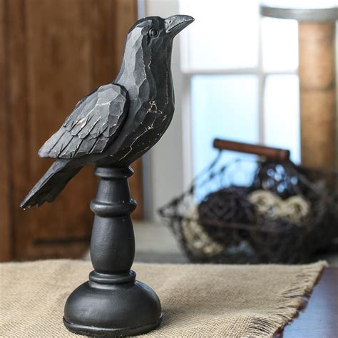 Primitive Faux Wood Carved Crow Decorative Accents Primitive Decor