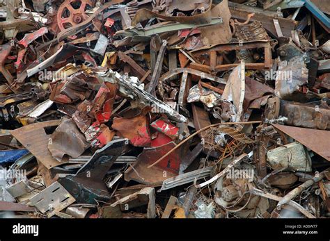 Huge Pile Of Scrap Metal At A Junkyard Stock Photo Alamy