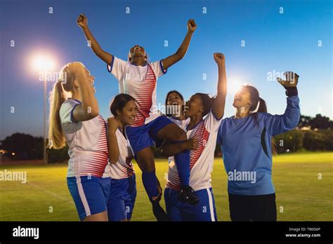 Soccer Team Cheering On Their Victory Stock Photo Alamy