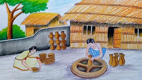 How to draw village market with pastel color,শীত কালের বাজার অঙ্কন,হাঁটের সিনারি, drawing academy 61.854 views1 year ago. How to draw scenery (Kumar Para) step by step - YouTube