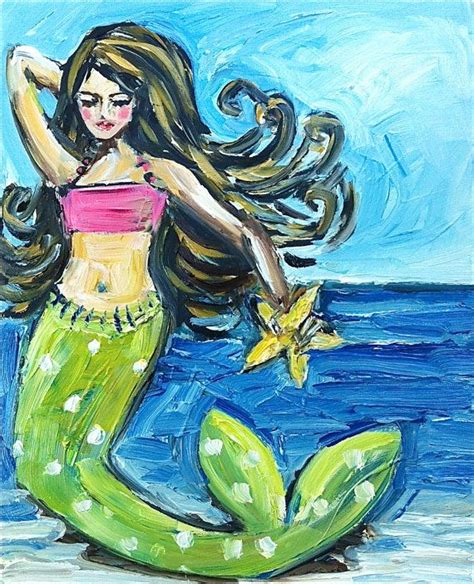 Whimsical Mermaid Painting By Devinepaintings On Etsy 6800 Mermaid