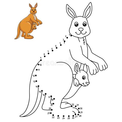 Dot To Dot Kangaroo Isolated Coloring Page Stock Illustration