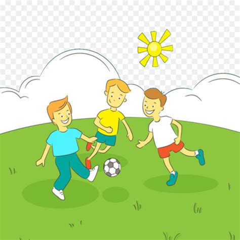 Child Cartoon Illustration Play Football Together Png Download 1024