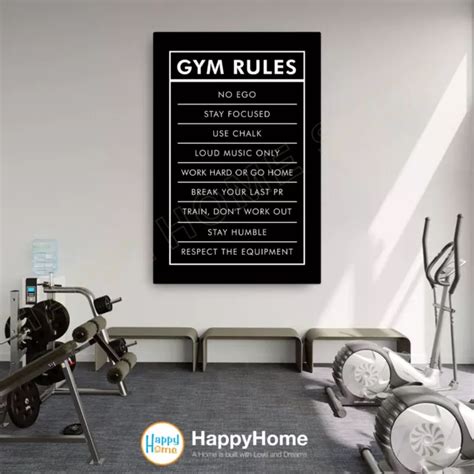 Gym Rules Wall Art Home Gym Decor Workout Room Motivational Quote Print