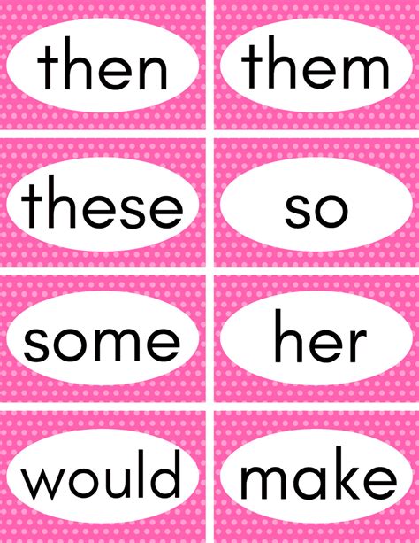 Kindergarten Sight Word Flashcards Free Printable