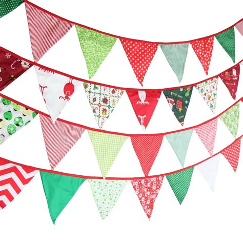 12 Flags 32m Cotton Fabric Christmas Decoration Bunting Banner Party