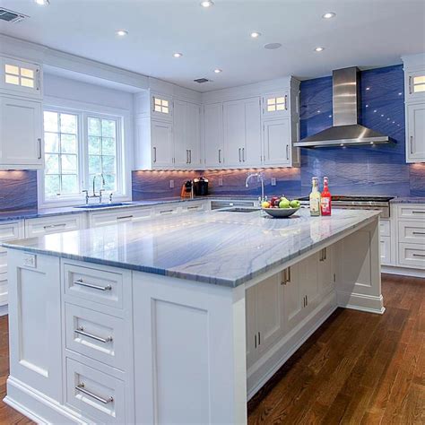 Simple Blue Kitchen Countertops Pictures Fall Island Decor One Wall