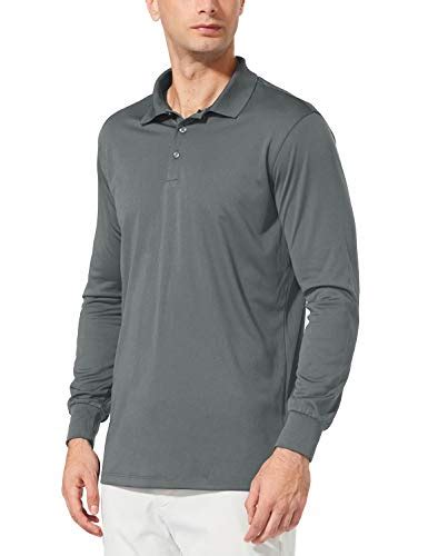 Baleaf Mens Polo Shirt Long Sleeve Golf Shirt Upf 50 Sun Protection
