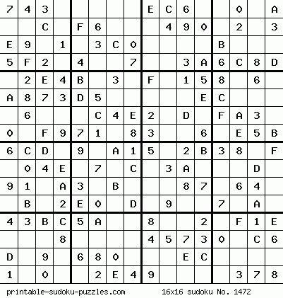 I am a brand new player of sudoku. Printable 16x16 sudoku | Sudoku puzzles, Challenging ...