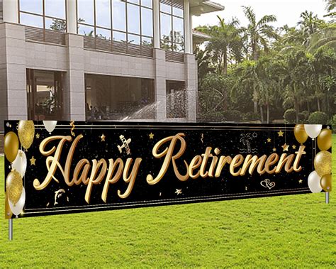 Buy Happy Retirement Large Banner Gold Large Reitirement Party Sign