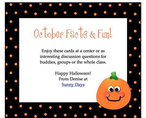 Classroom Freebies October Facts And Fun