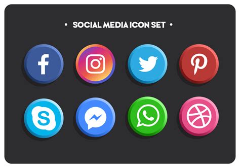 Simple Flat Colored Social Media Icons Set 229478 Vector Art At Vecteezy