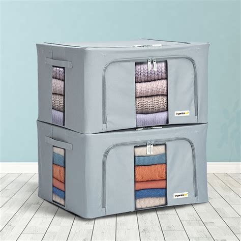 Organizeme 2 Pack 11 In W X 75 In H X 16 In D Grey Fabric Collapsible