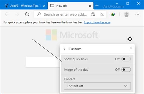 Tip Set A Clean And Minimal New Tab Page In Microsoft Edge Askvg My