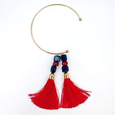 Statement Red Tassels Necklace 440 Ils Liked On Polyvore Featuring