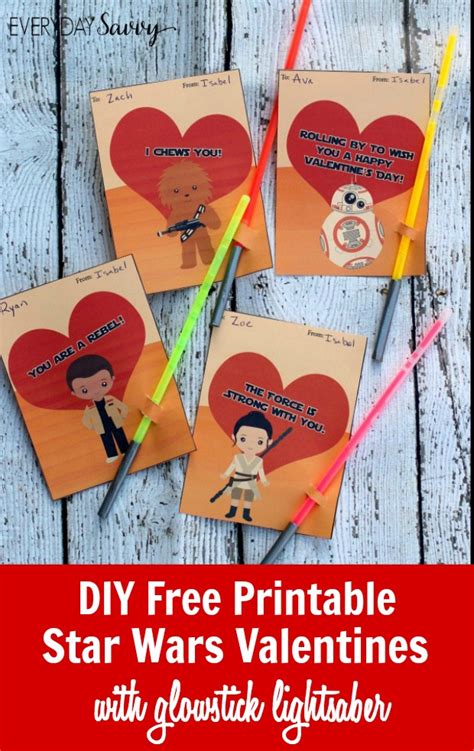 Star wars bookmarks for kids. DIY Printable Star Wars Valentines Cards with Glowstick ...