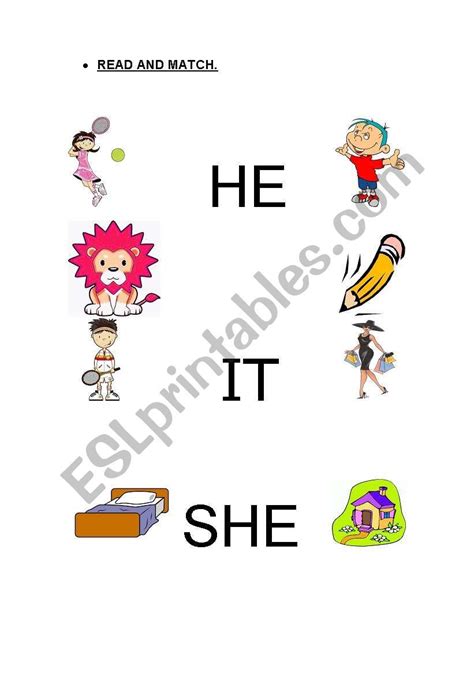 He She It Worksheet English Worksheets For Kindergarten First Grade