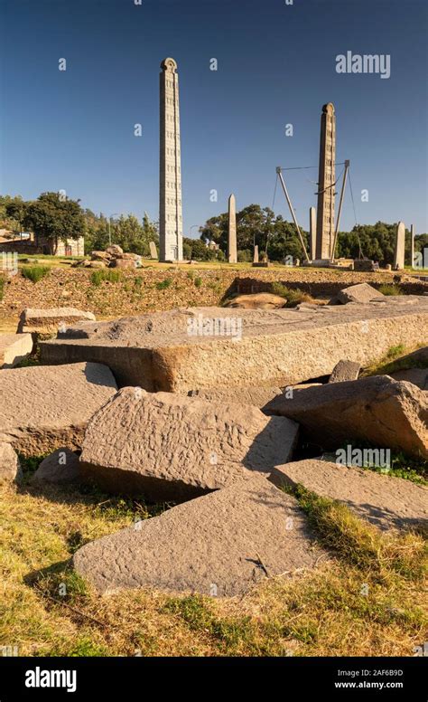 Ethiopia Tigray Axum Aksum Stelae Park 25m High Roman Stele And
