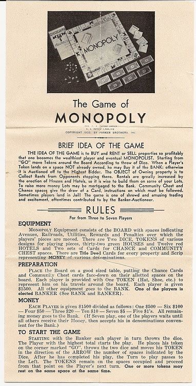Monopoly Instructions Pdf