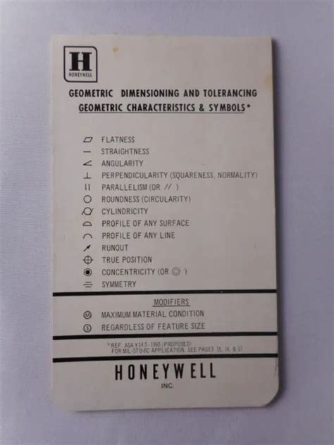 1965 Honeywell Geometric Dimensioning And Tolerancing Reference Pocket