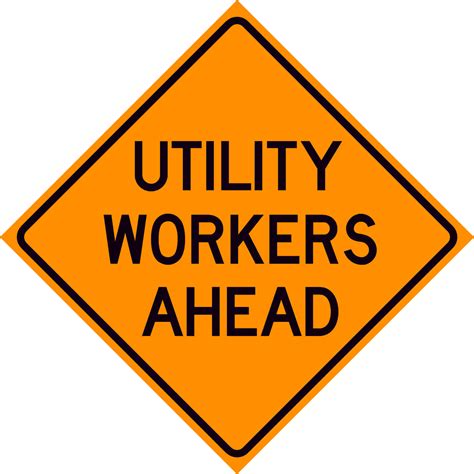 Utility Workers Ahead Construction Signs Highway Traffic Supply